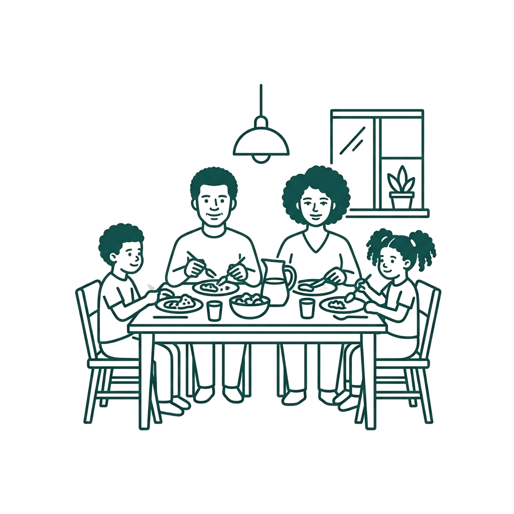 Family sharing a meal at home